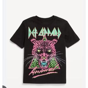 Old Navy Def Leppard Gender-Neutral Graphic T-Shirt for Kids XXL | Black Jack
